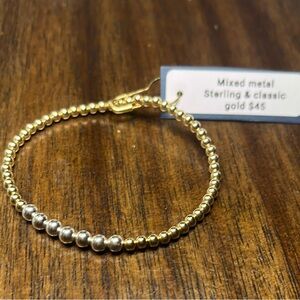Mixed Metal 3mm 14K Gold filled and 5mm Sterling Silver Beaded Bracelet 7”